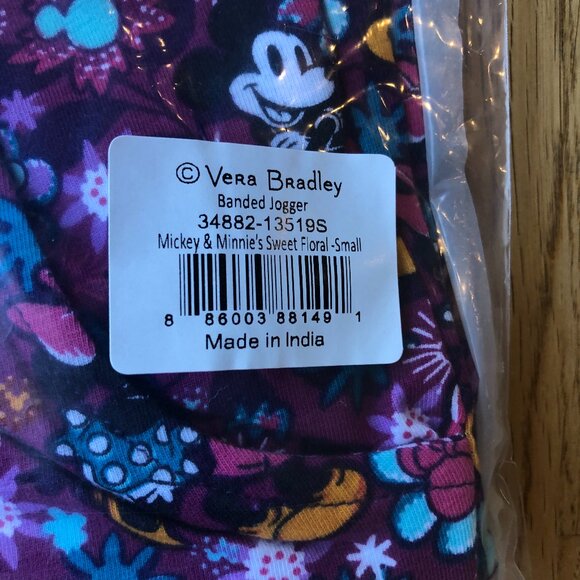 Vera Bradley Disney Banded Jogger Mickey and Minnie's Sweet Floral NWT - Picture 4 of 6